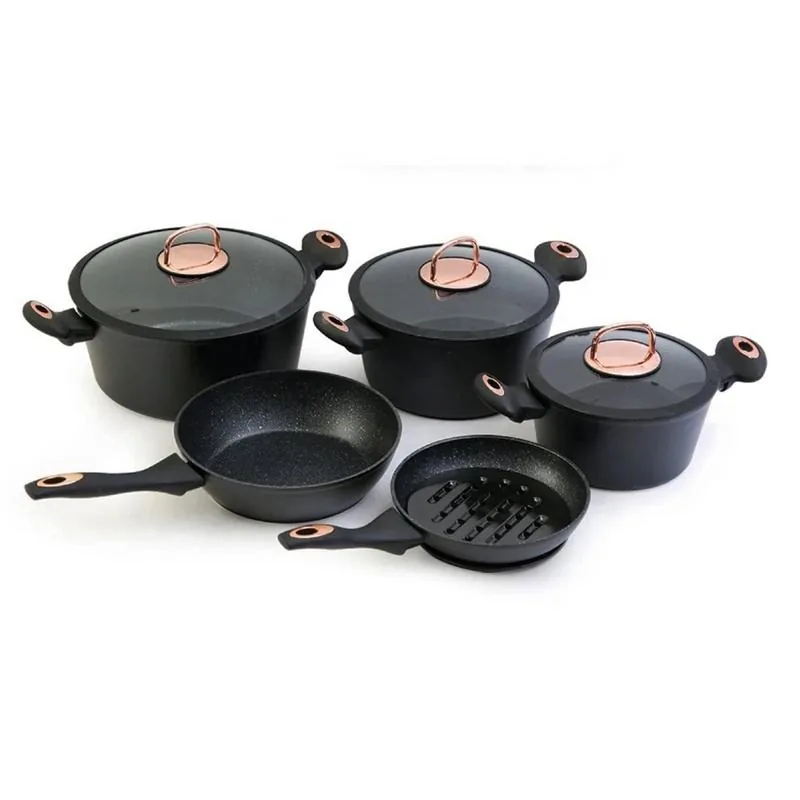 Black & Copper Cookware Set