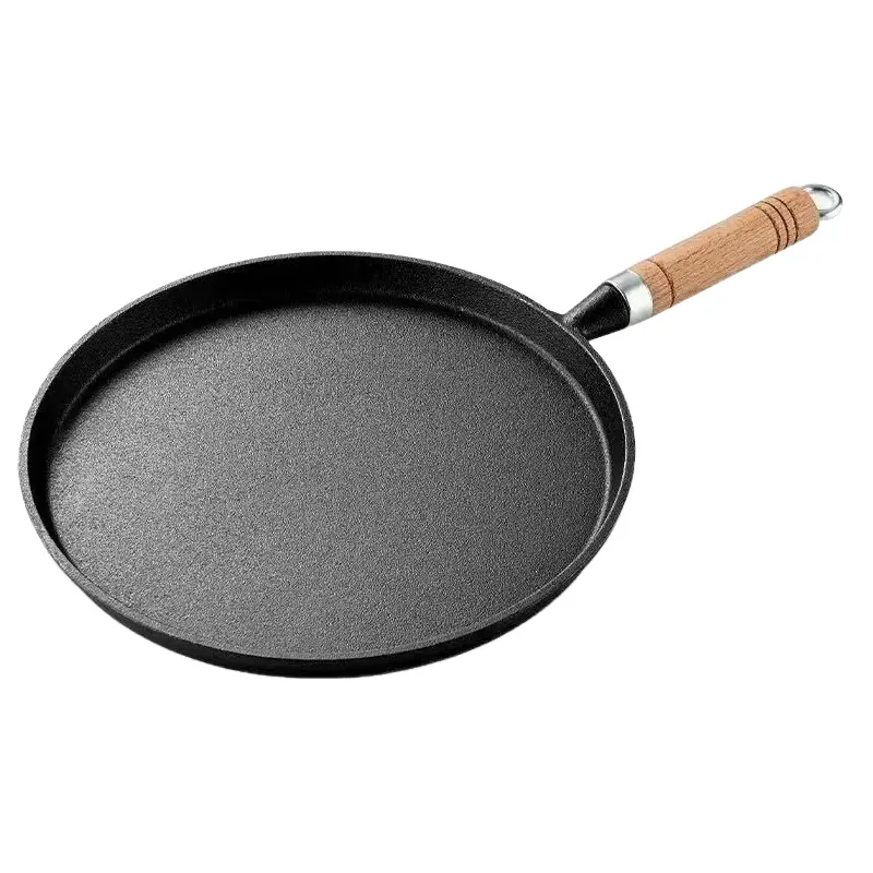 Cast Iron Frying Pan with Wooden Handle