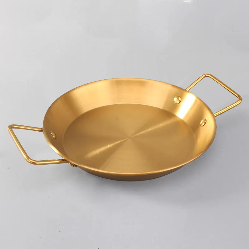 Golden Frying Pan with Handles