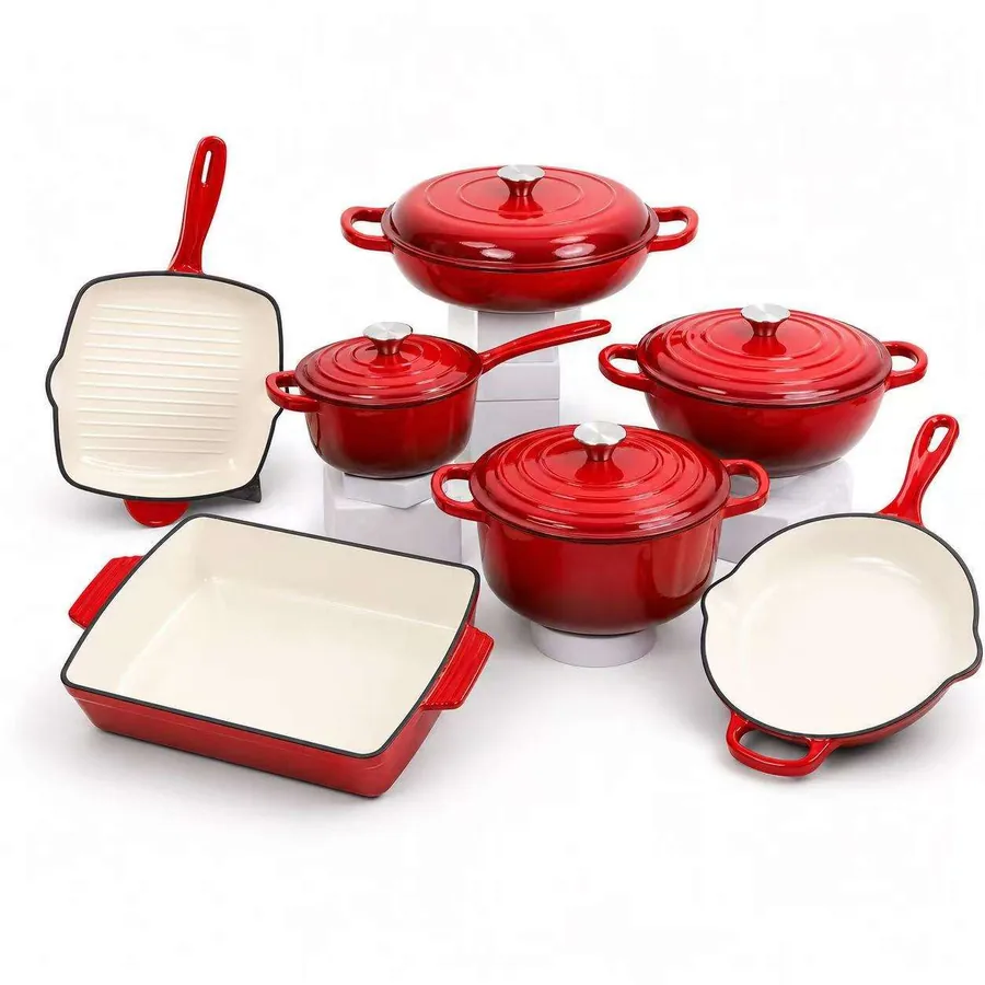 Red Enameled Cookware Set
