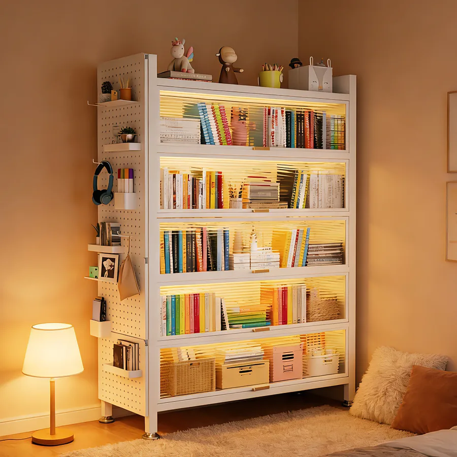 Kids Bookshelf with Pegboard