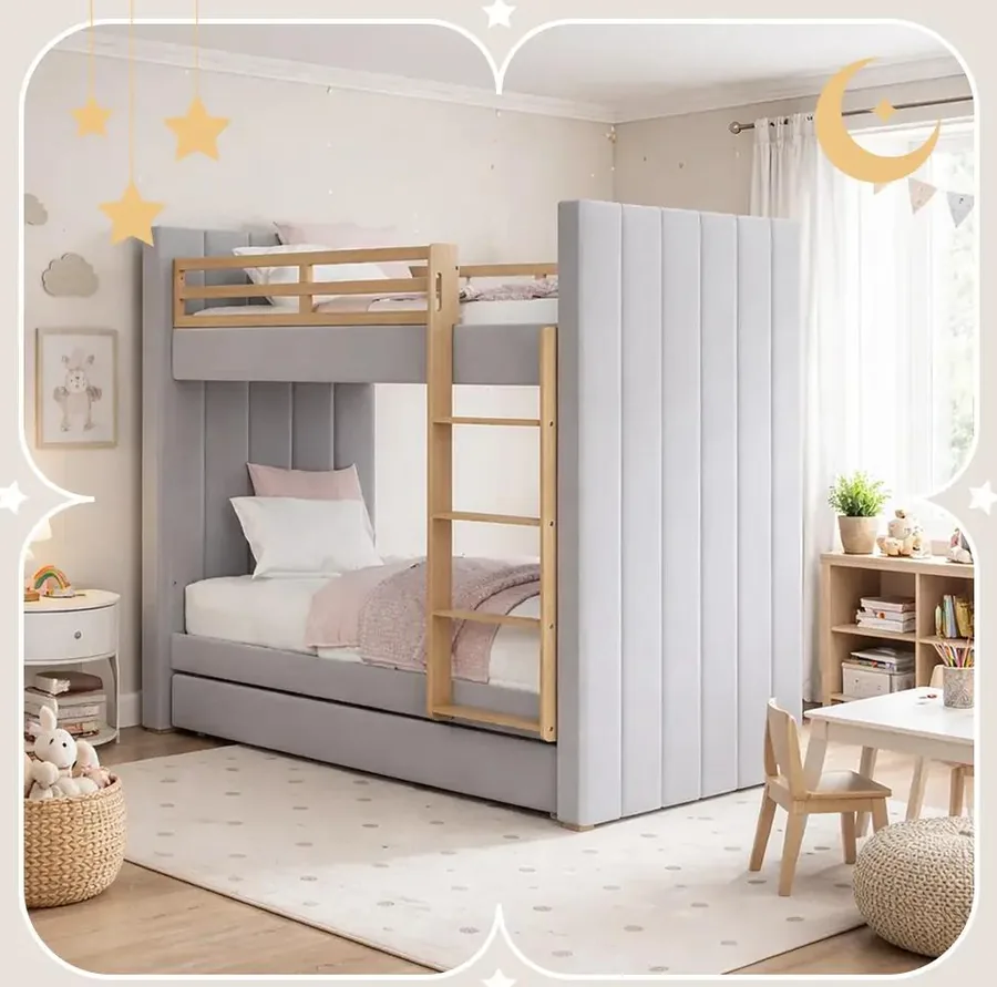 Kids Upholstered Bunk Bed