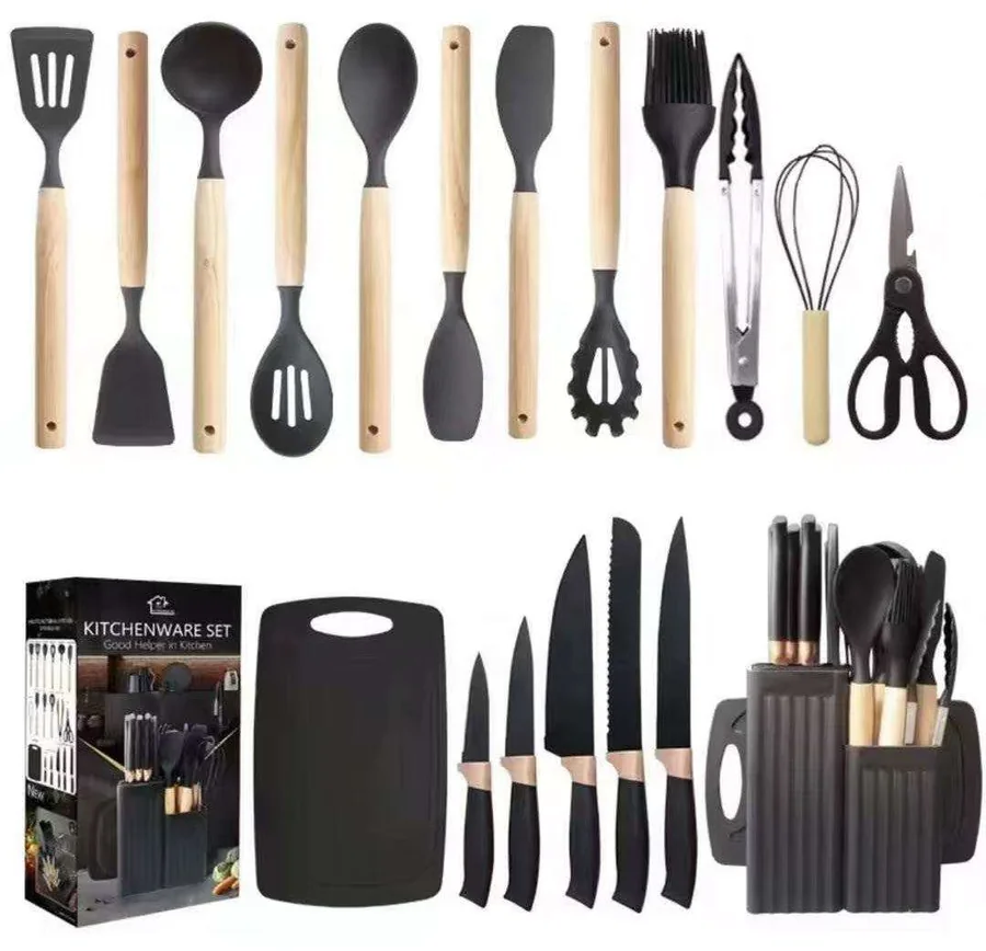 Wooden Handle Silicone Kitchen Utensil Set