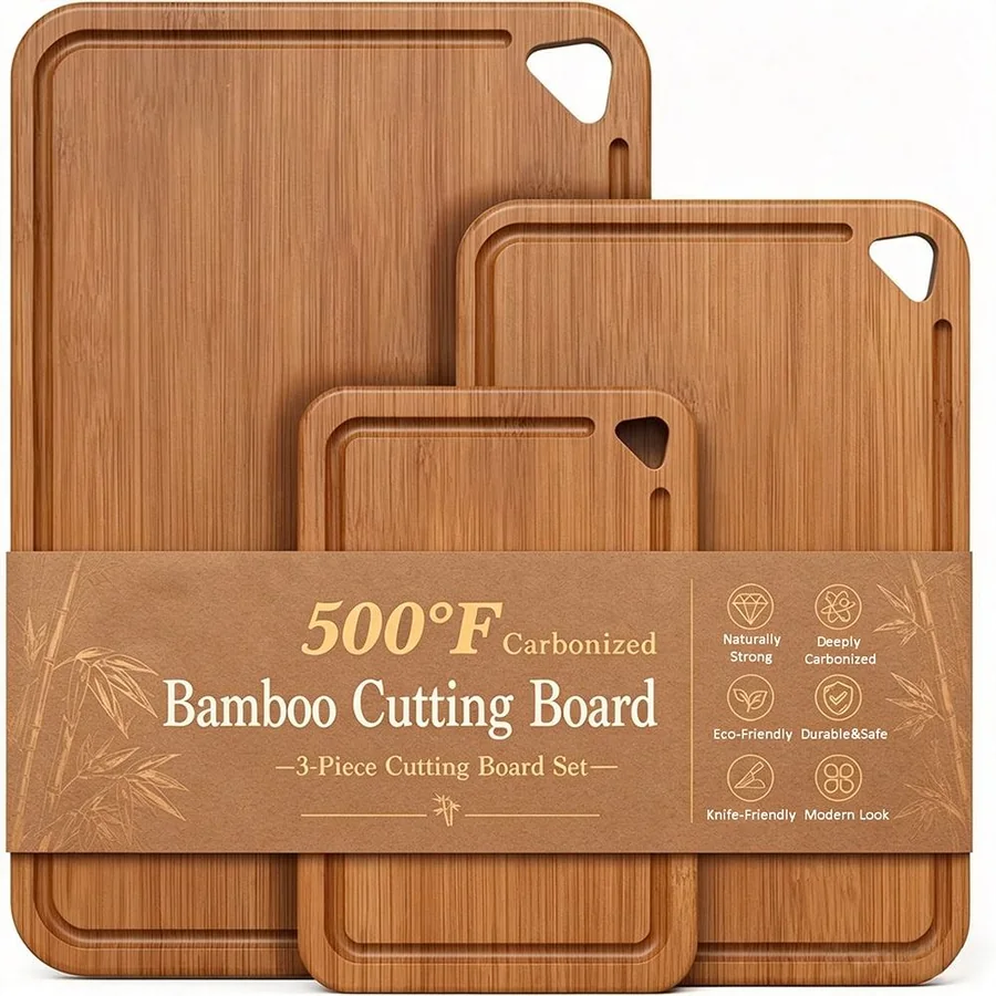 Carbonized Bamboo Cutting Board Set