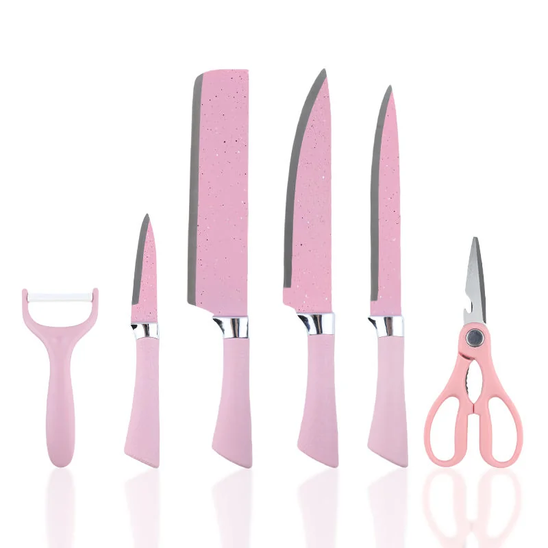 Pink Knife Set with Scissors