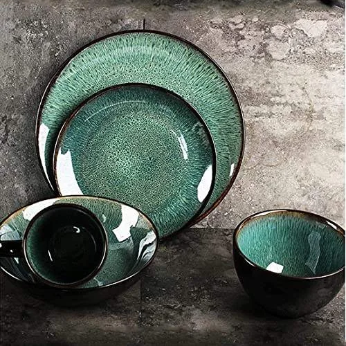 Green Crackle Glaze Ceramic Dinnerware Set