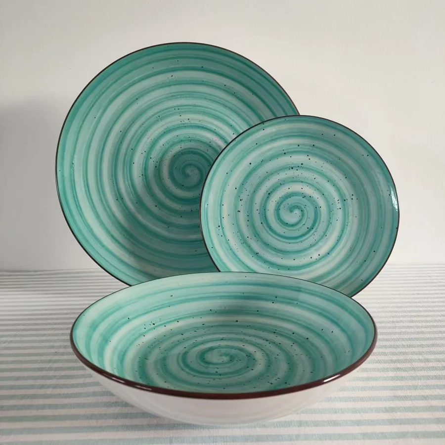 Mint Green Swirl Ceramic Dinnerware Set