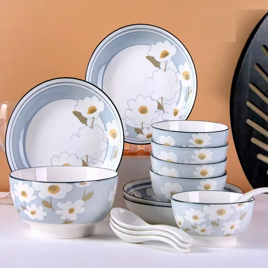 Blue Floral Porcelain Dinnerware Set