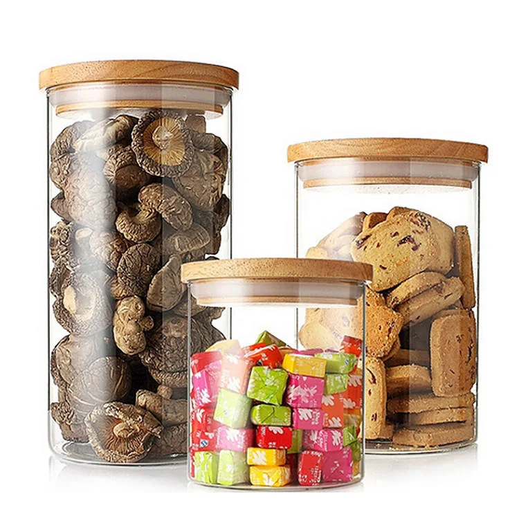 Glass Storage Jars with Wooden Lids