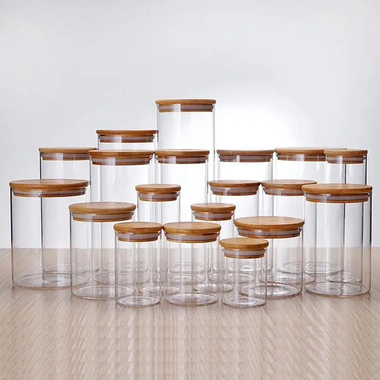 Glass Canister Set with Wooden Lids