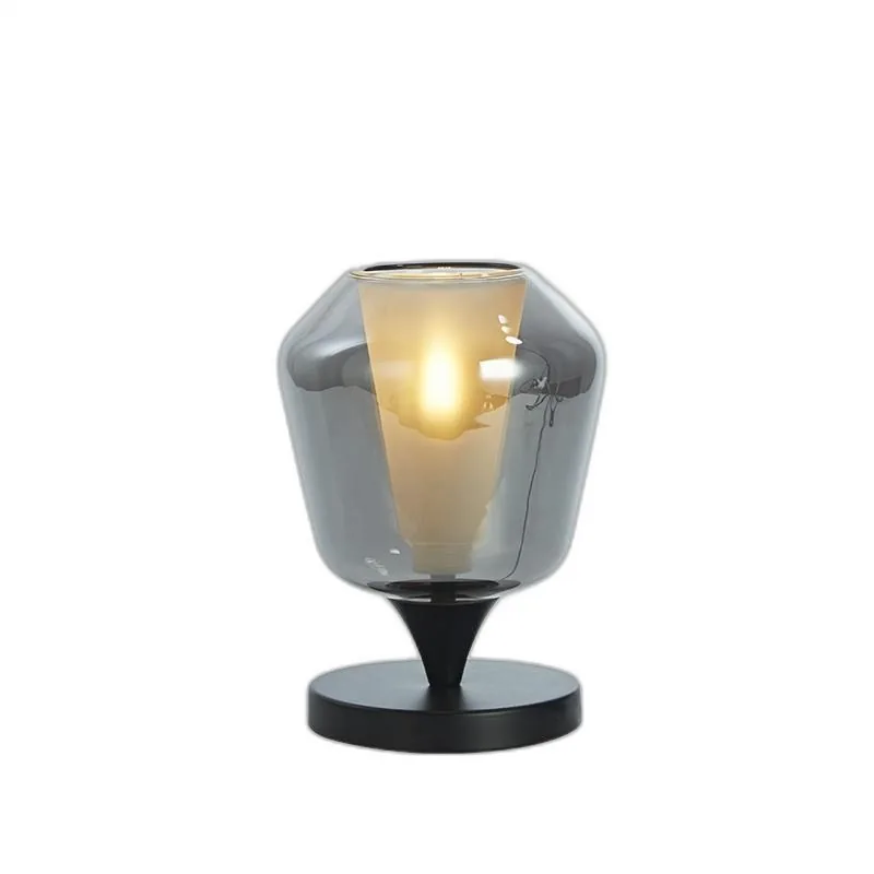 Grey Glass Cone Desk Lamp