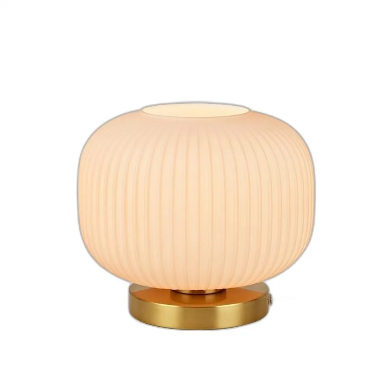 Ivory Ribbed Glass Desk Lamp