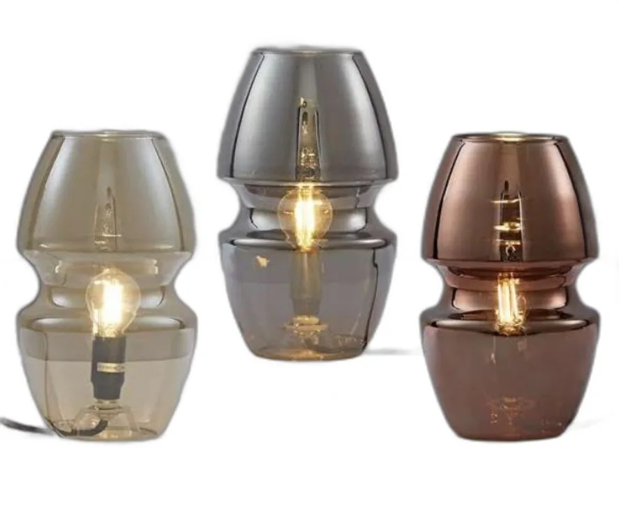 Ribbed Glass Desk Lamp - 3 Colors
