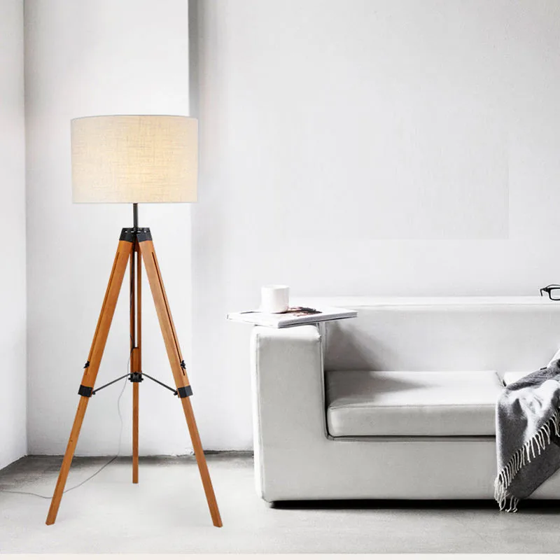 Wooden Tripod Floor Lamp