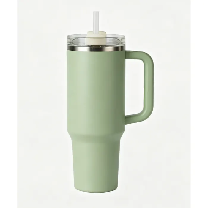 Light Green Tumbler with Straw