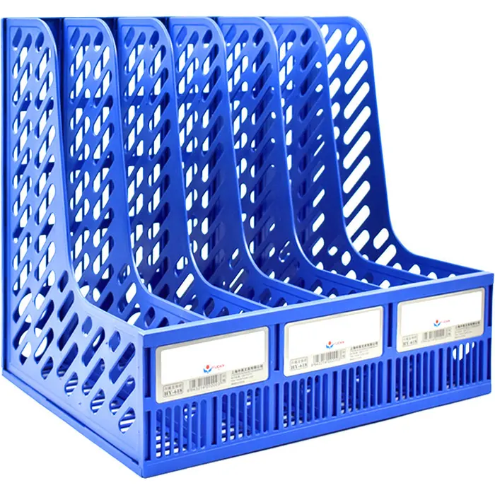 Blue 6-Grid Plastic File Rack