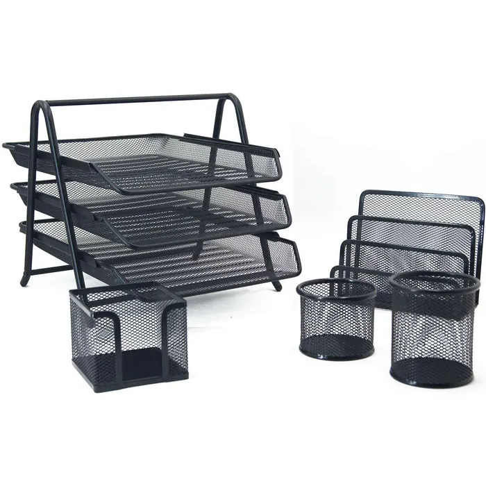 Black Mesh Desktop Organizer Set